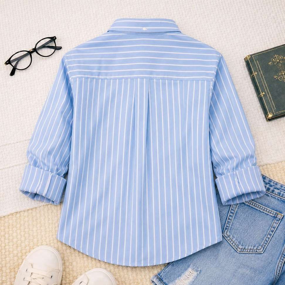 Shopsy THBROTHERS Boys Striped Light Blue Shirt - Image 3