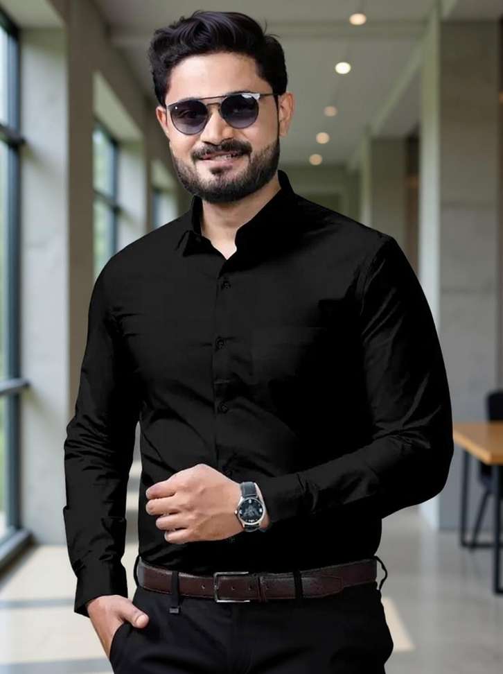 Cheapshirts Men Solid Formal Black Shirt