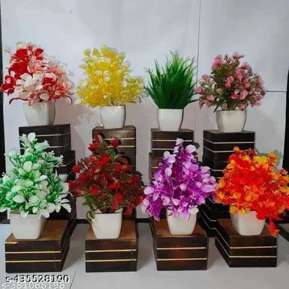 Saikara Collection Artificial Flowers/Plant with Pot and Cute Bird on ...