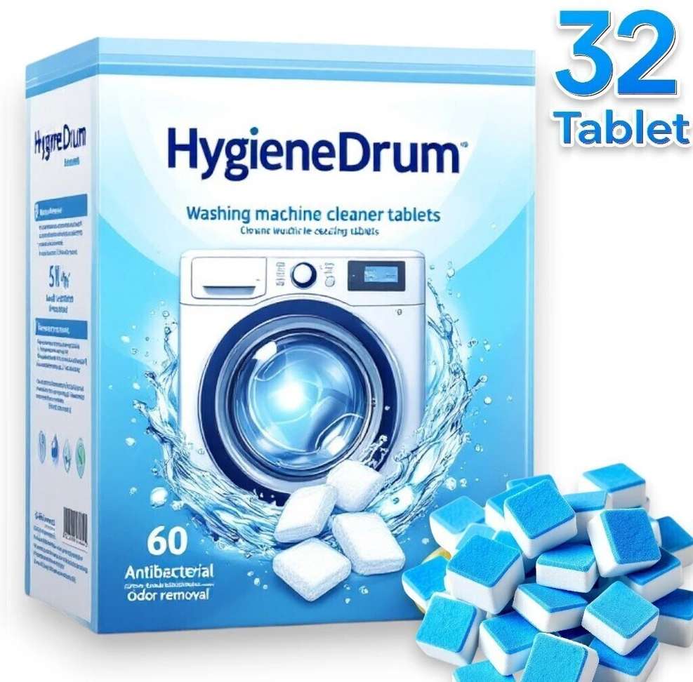 Hygienedrum 32Pc Odor Free Washing Machine Cleaning Tablets Long Lasting Freshness Dishwashing Detergent