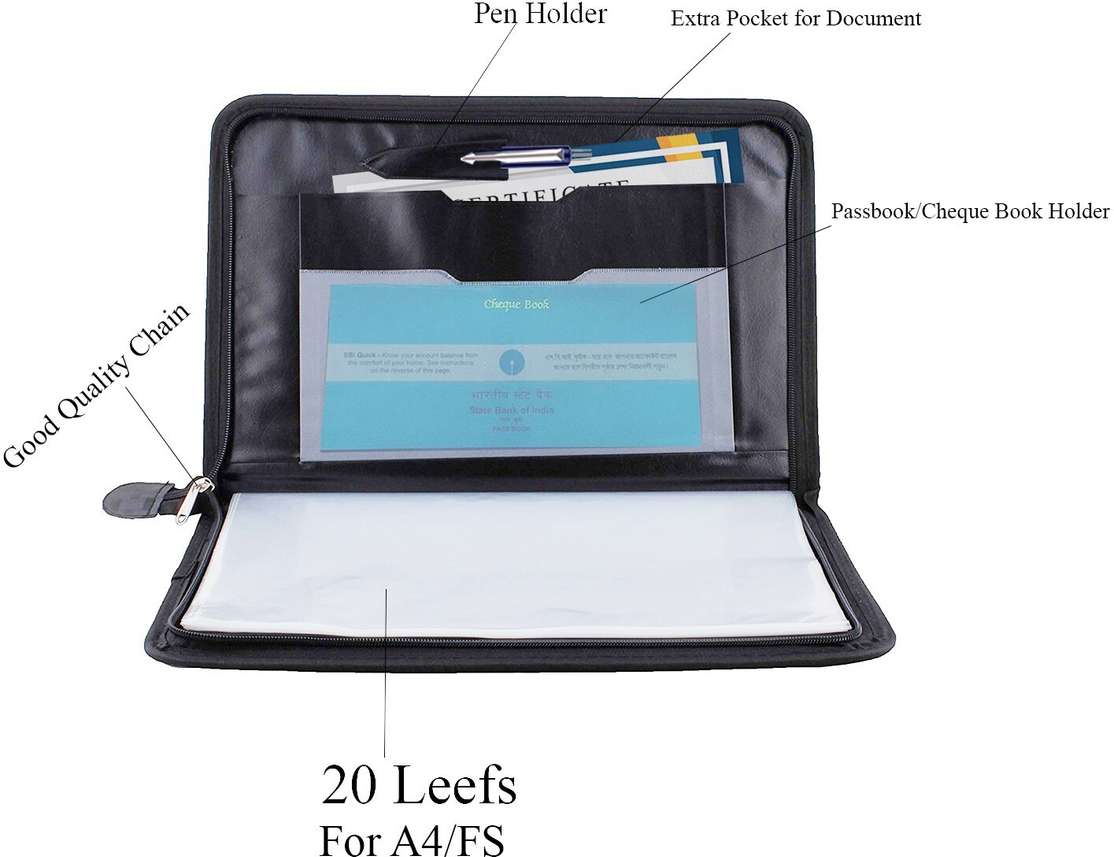 Shopsy Kopila PU Leather Document Folder with 3 Pockets - Image 3