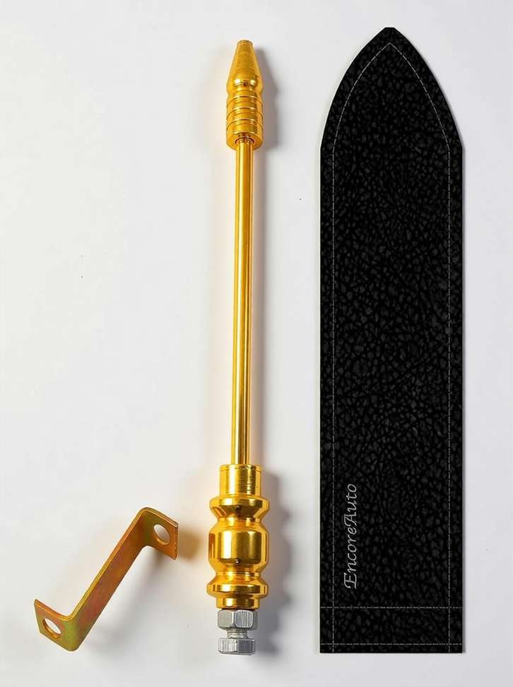 KIING Golden Car Flag Rod with bracket and cover Car Window Flag Flag ...