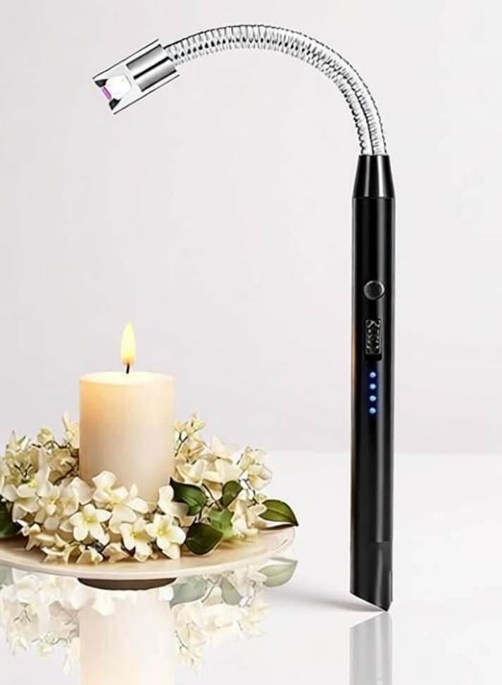 Deodap Electric Lighter Candles Usb Plasma Rechargeable Gas Kitchen Flameless Windproof 360 Flexible Neck Arc Pooja Diwali Fireworks Steel