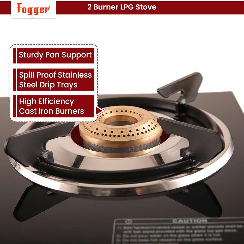 Shopsy Fogger Black Glass and Red Frame Iron Manual Gas Stove - Image 5