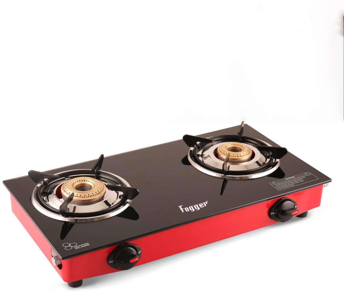 Shopsy Fogger Black Glass and Red Frame Iron Manual Gas Stove - Image 6