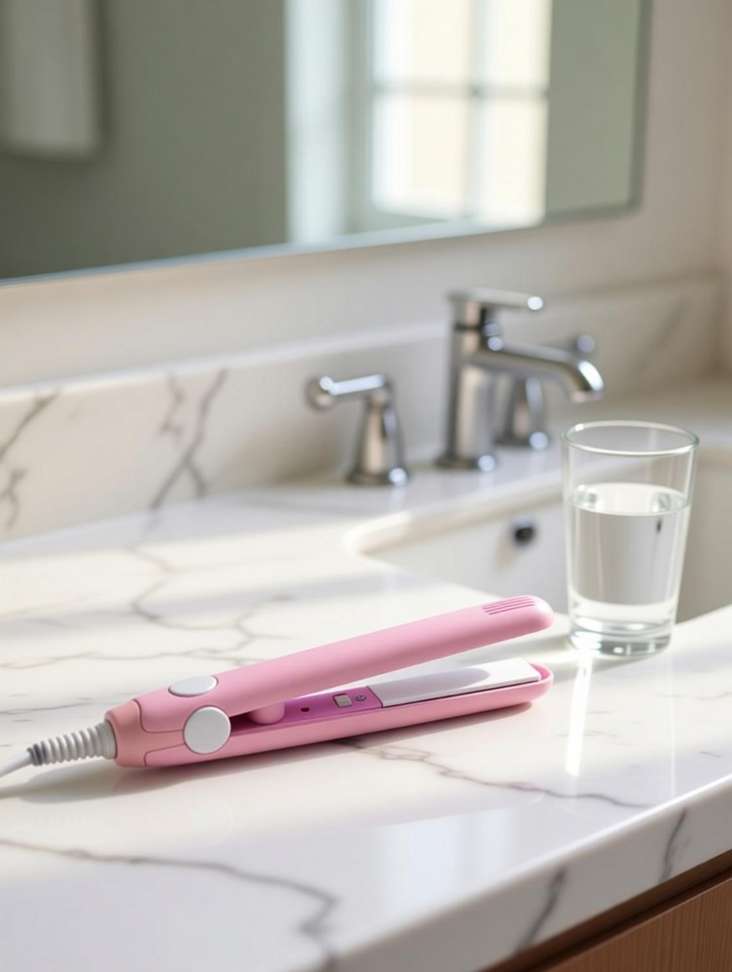 Pgk Traders Mini Hair Straightener Iron Pink Ceramic Straightening Multi Functional Portable Hand Press Heat Sealing Machine