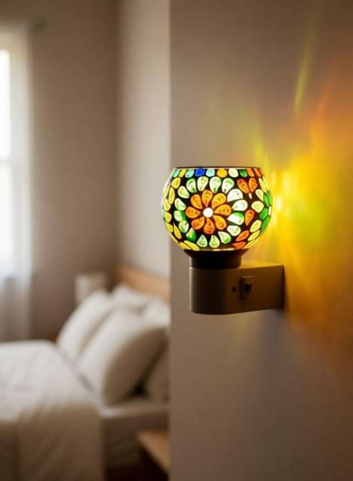 Shbk Shbk Kapoor Dani Night Lamp Hand Crafted Items Multicolor Glass Plastic Steel Incense Holder