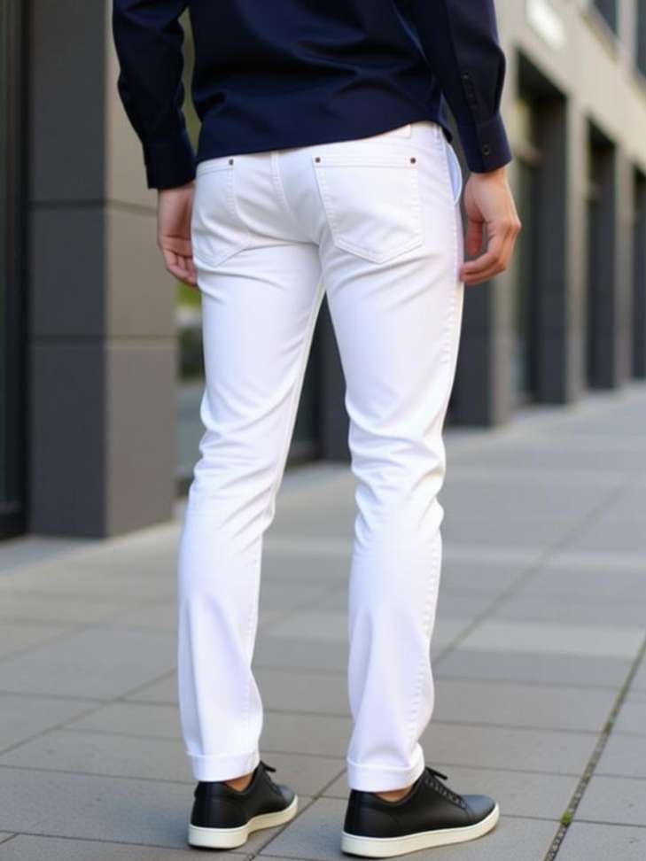 Misony Slim Men White Jeans