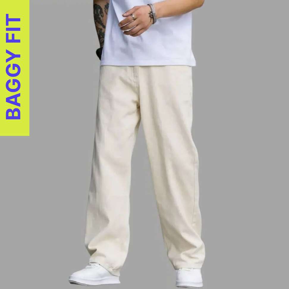 White Leapard Loose Fit Men Beige Jeans – 70% Off Deal, Buy Now