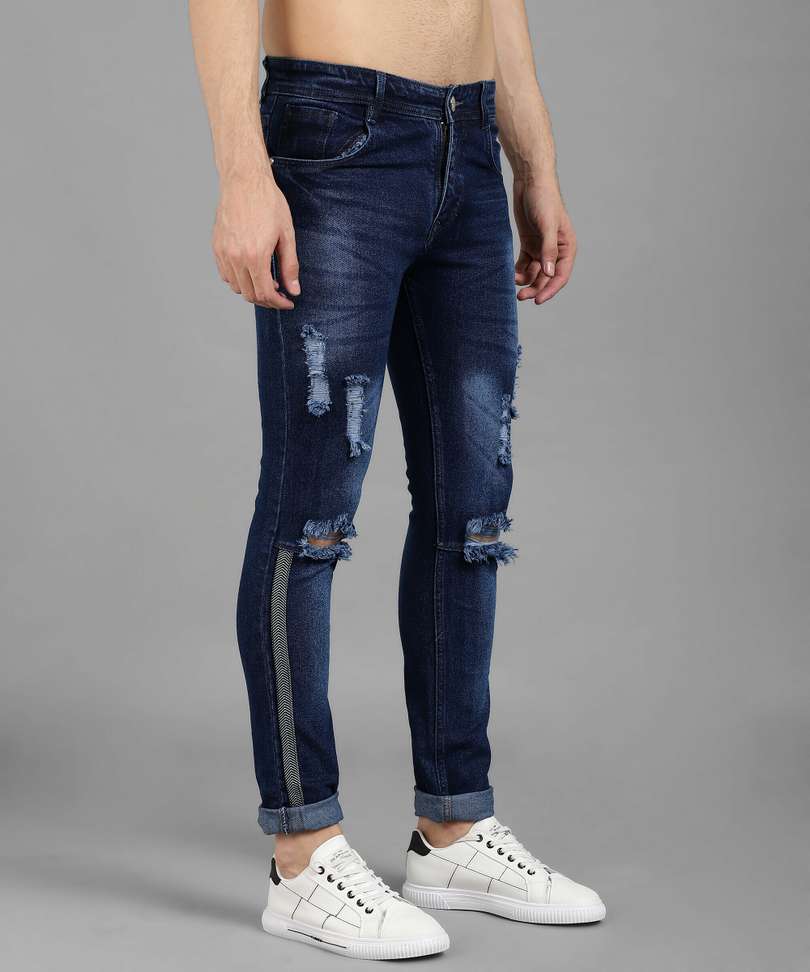 Fude Pride Slim Men Dark Blue Jeans