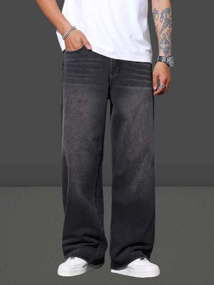 High Denim Straight Fit Men Grey Jeans