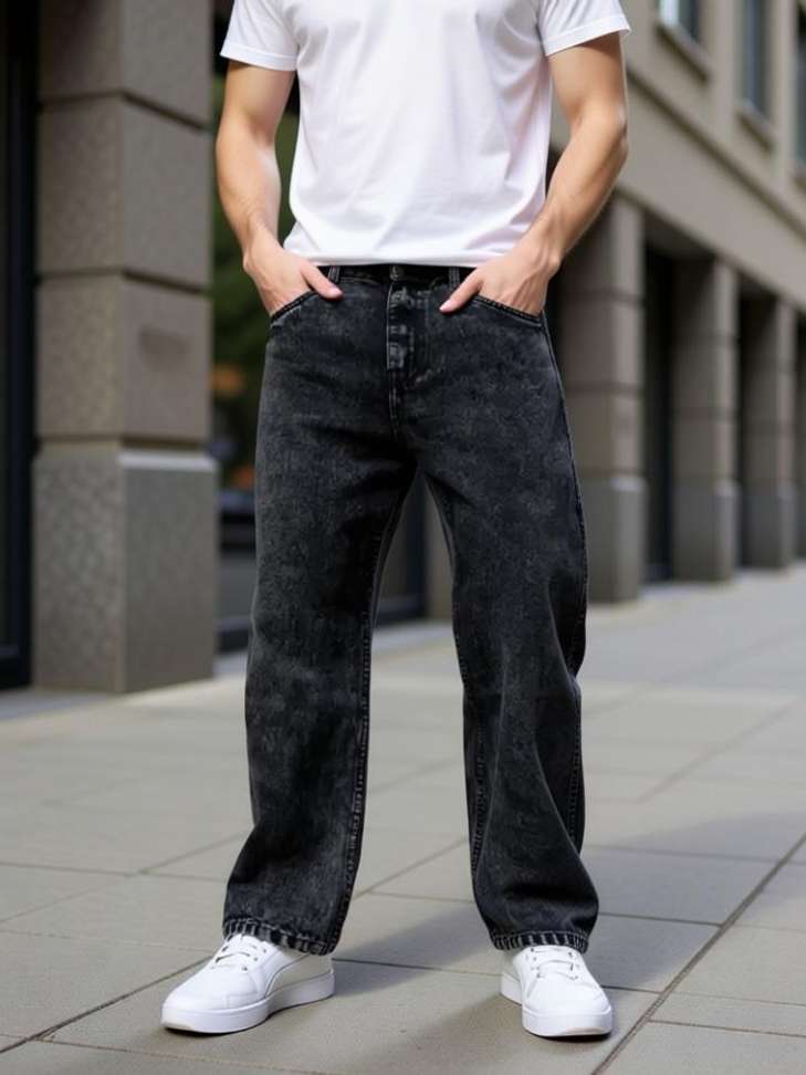 Nalaka Loose Fit Men Grey Jeans