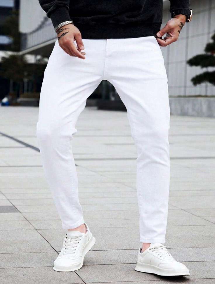 Stitch Factory Slim Men White Jeans