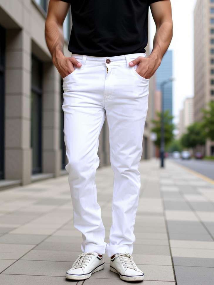 Linaria Men White Jeans