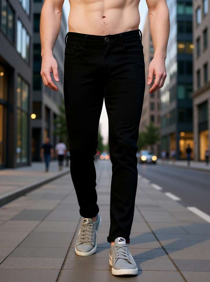Linaria Slim Men Black Jeans