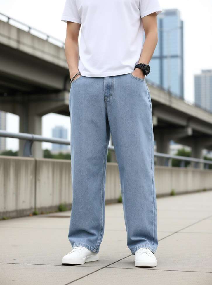 Asia Denim Loose Fit Men Light Blue Jeans