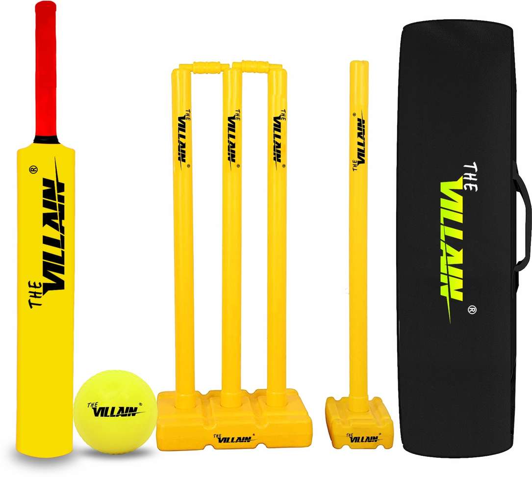 Sturdy Kits Ricket The Villain Sturdy Plastic Cricket Combo Kit - Bat, Ball, Stumps & Kit ...