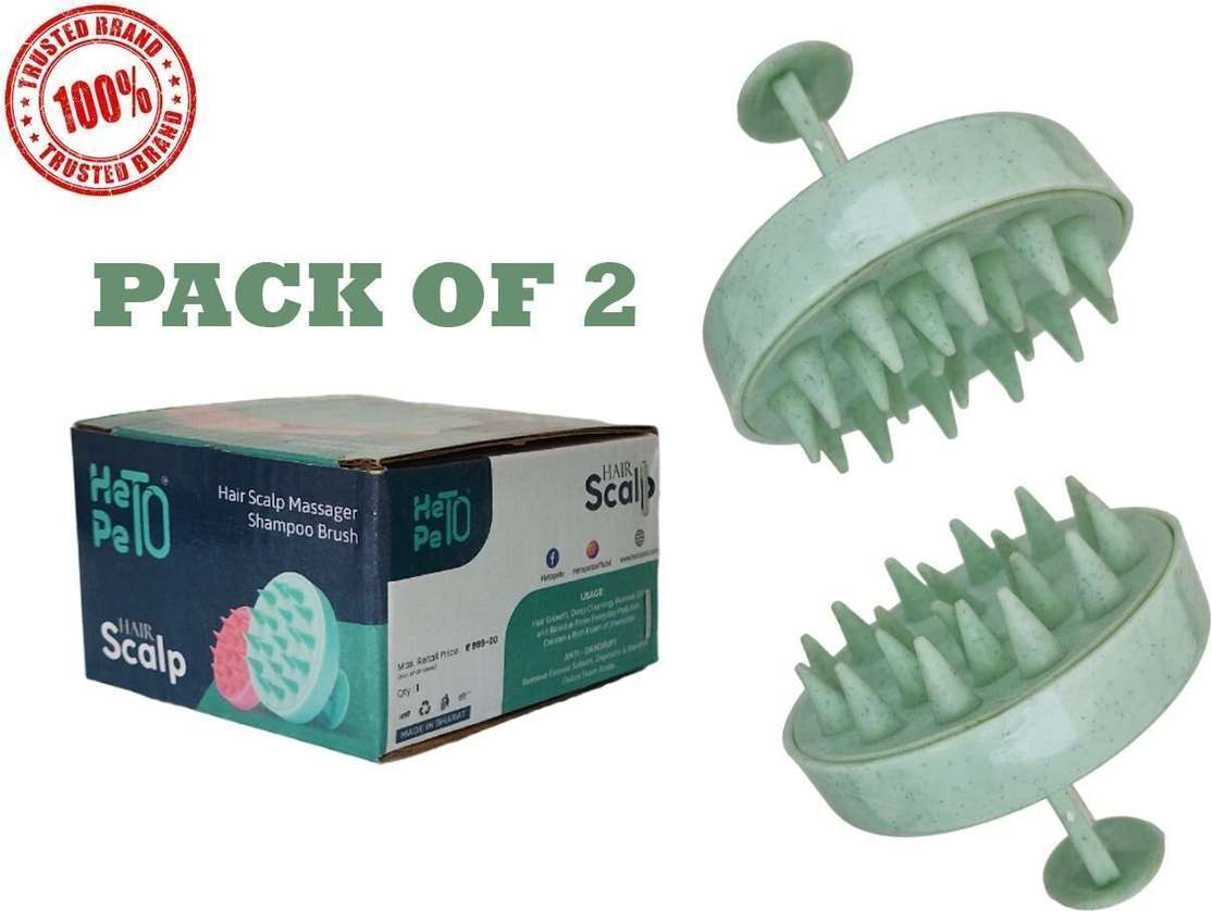 Hetopeto Pack 2 Gray Hair Scalp Massager Brush Soft Silicone Scrubber Growth Dandruff Care