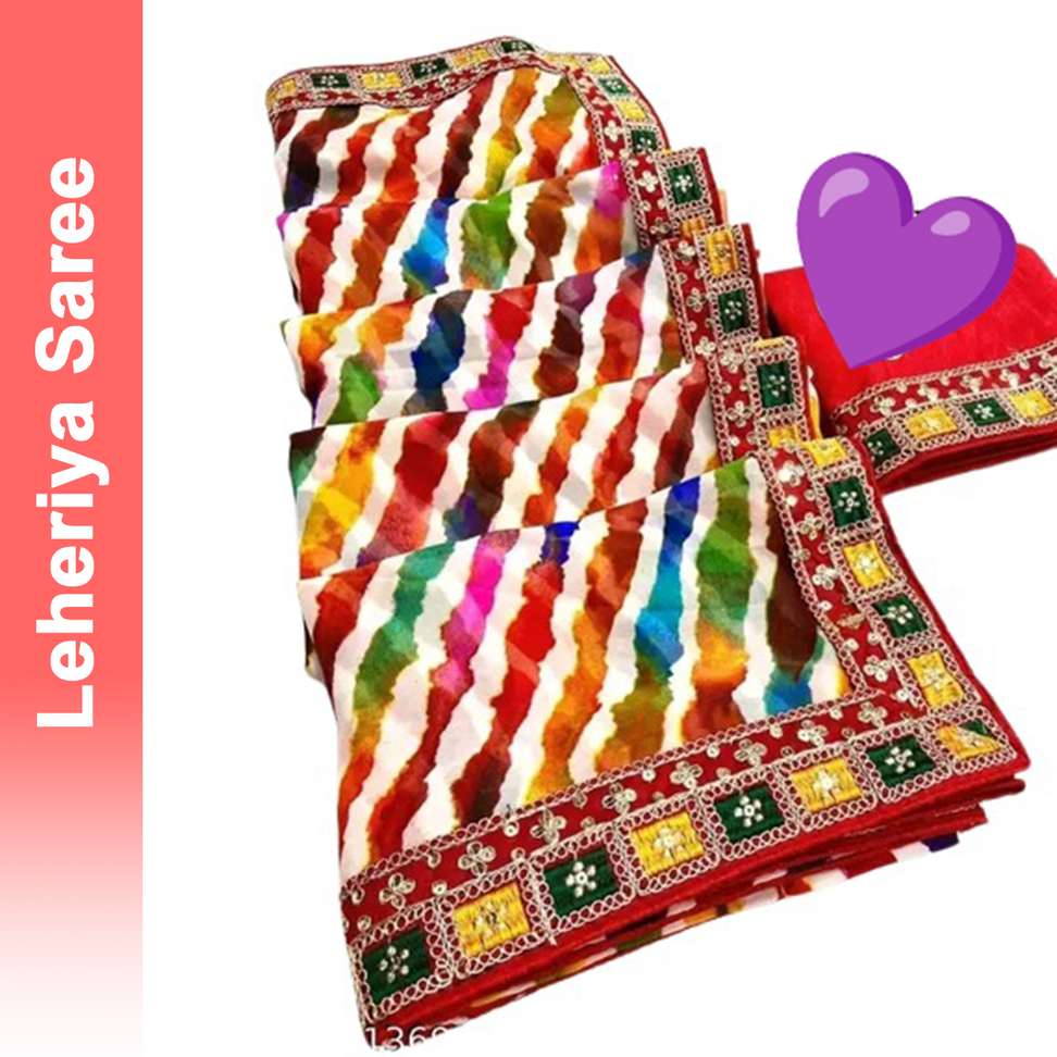 Charmie Designer Printed Bandhani Georgette Saree Unstitched Blouse