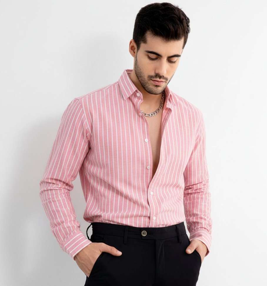 Kaika Men Striped Casual Pink Shirt – 75% Off, Only ₹280 – Limited Time Deal