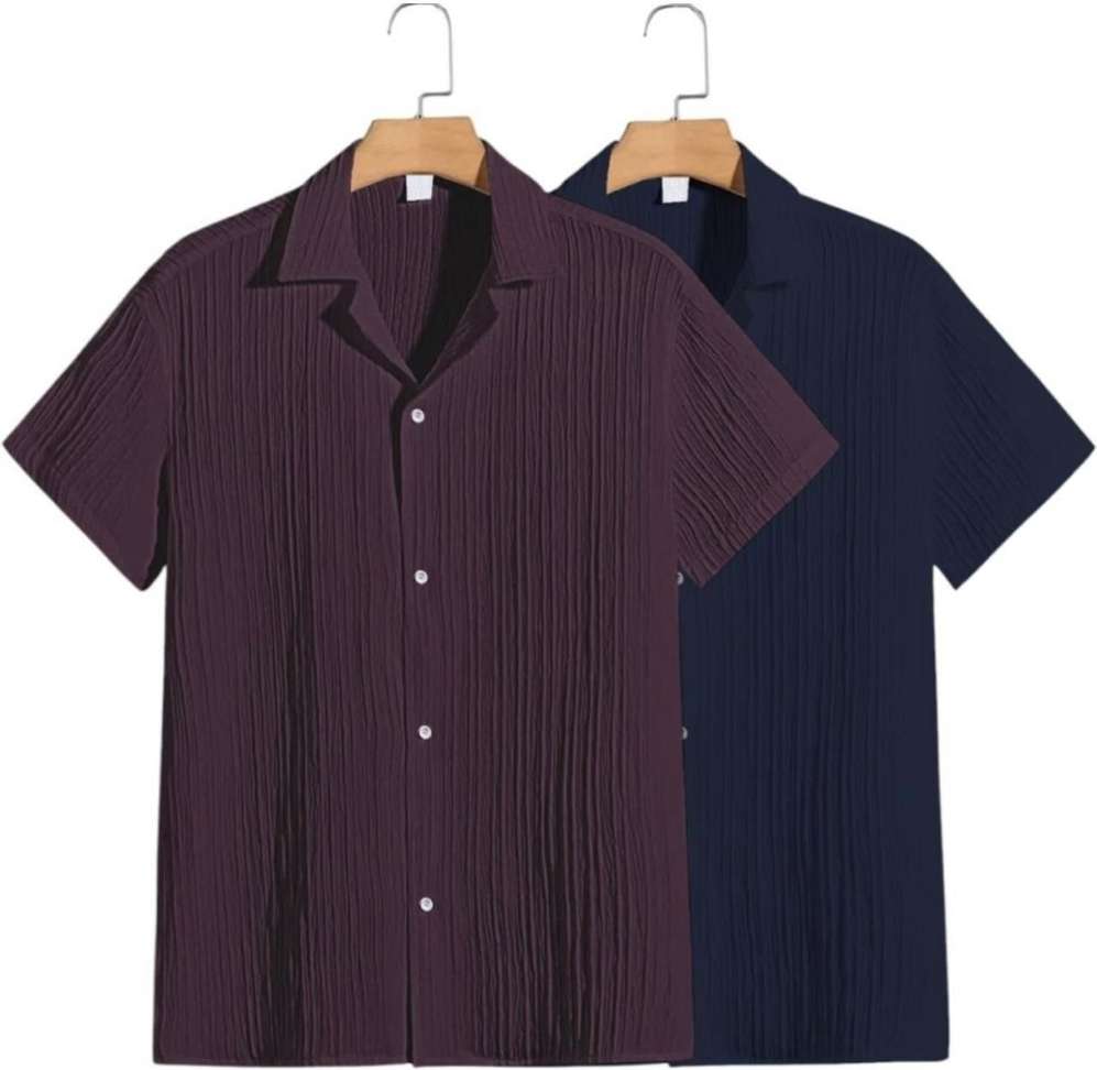 Vrlooks Men Self‑Design Casual Maroon‑Blue Shirt – 82% OFF Price Drop Review