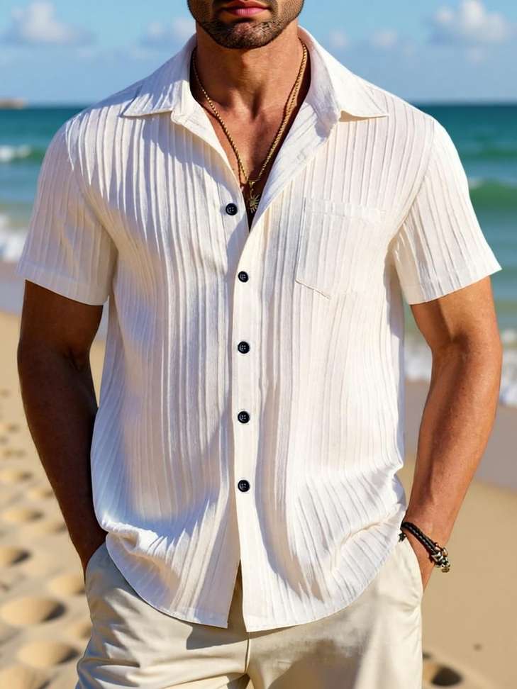 Vrlooks Men Self‑Design Casual White Shirt – 80% OFF, Lowest Price ₹198