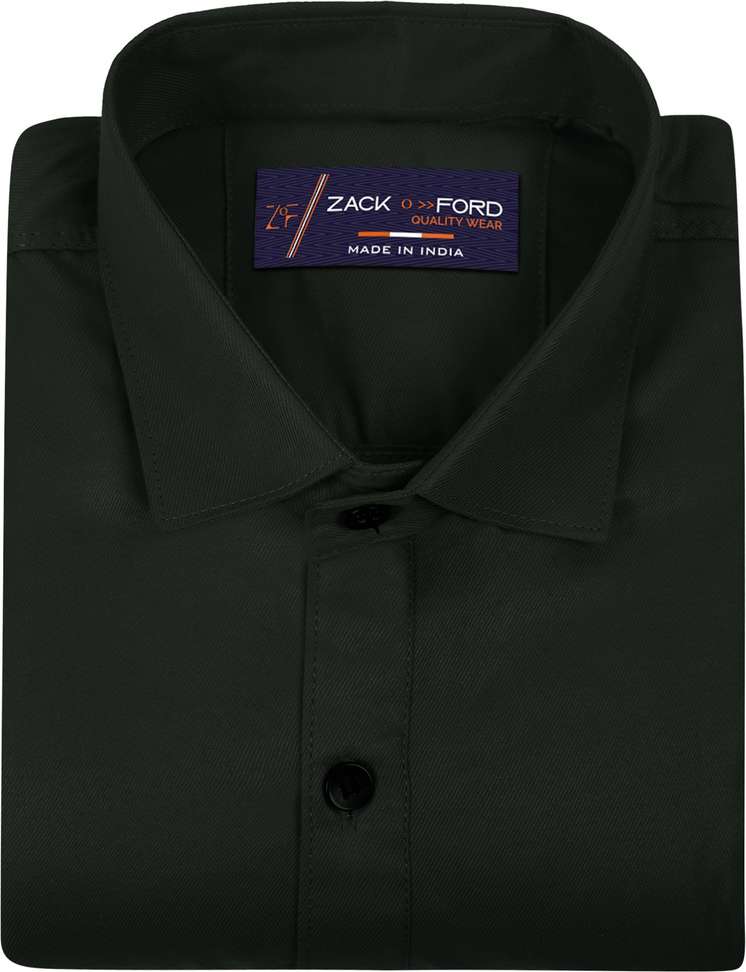 Zack O Ford Men Solid Formal Black Shirt
