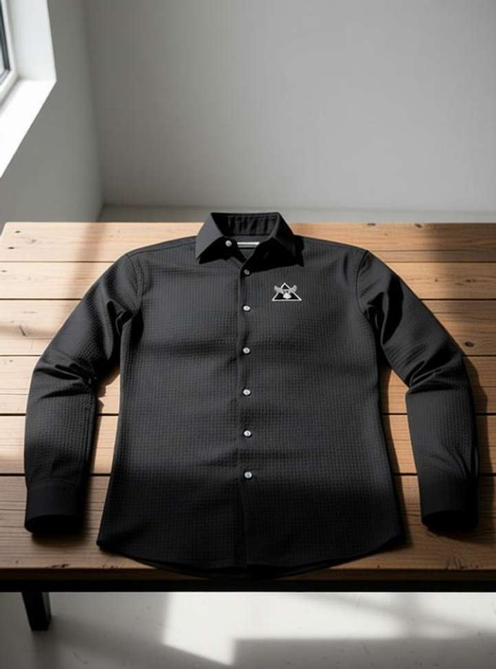 Marmic Fab Men Self Design Casual Black Shirt