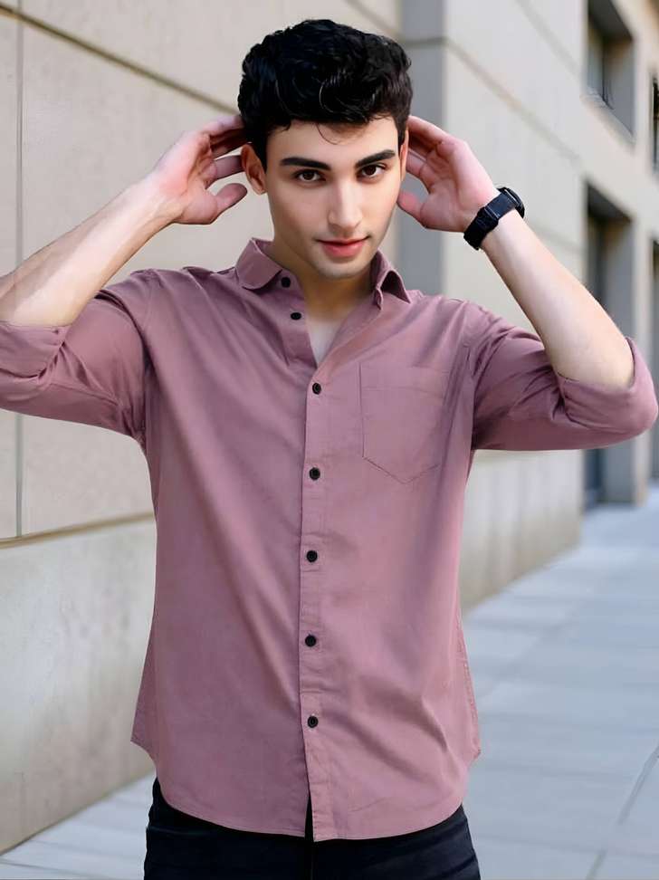 Boninos Men Solid Casual Pink Shirt