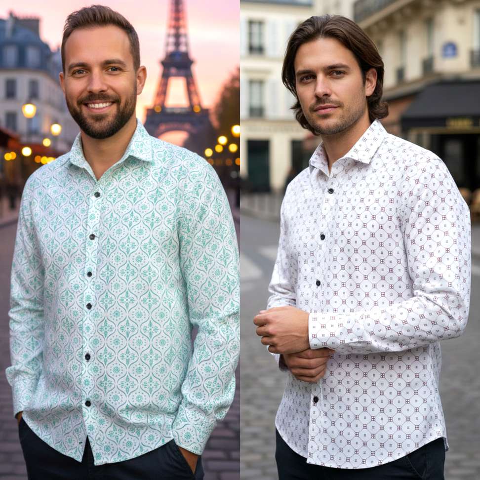 Auzanoor Collection Men Printed Festive Green Maroon Shirt