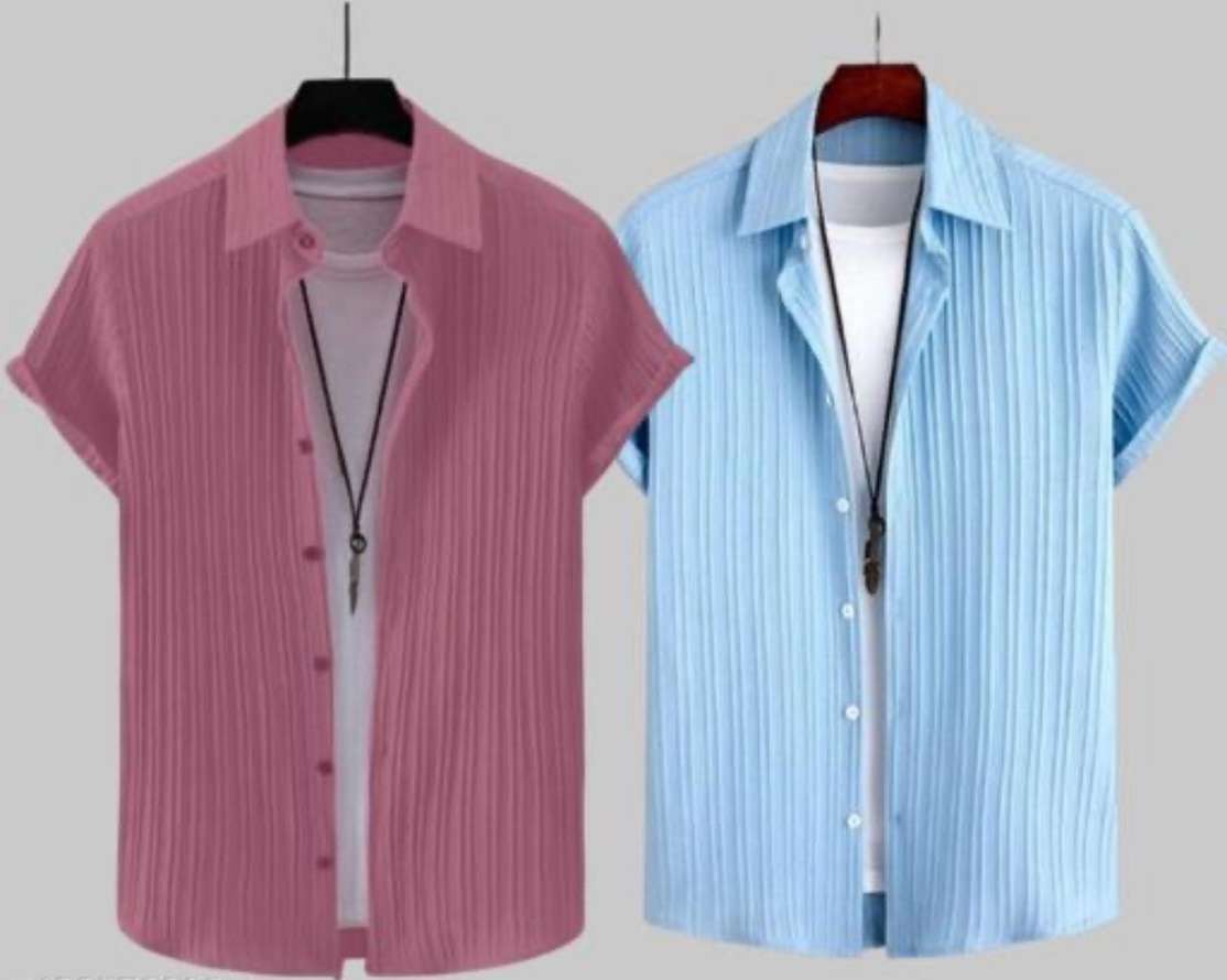 Vrlooks Men Self‑Design Casual Pink‑Light‑Blue Shirt – 66% OFF Price Drop Review