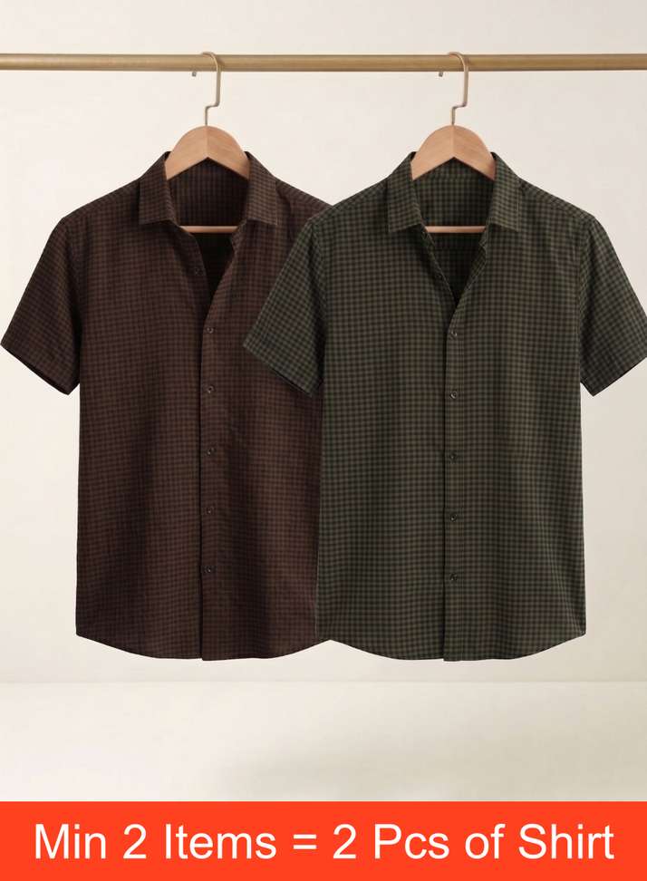Shopsy TIGERSNAKE Men Checkered Casual Brown, Dark Green Shirt - Image 2
