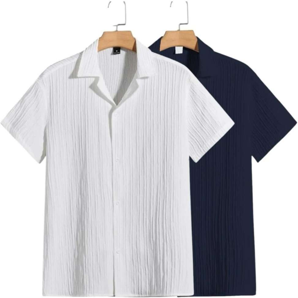 Vrlooks Men Self‑Design Casual White‑Blue Shirt – 64% OFF Review & Price Drop