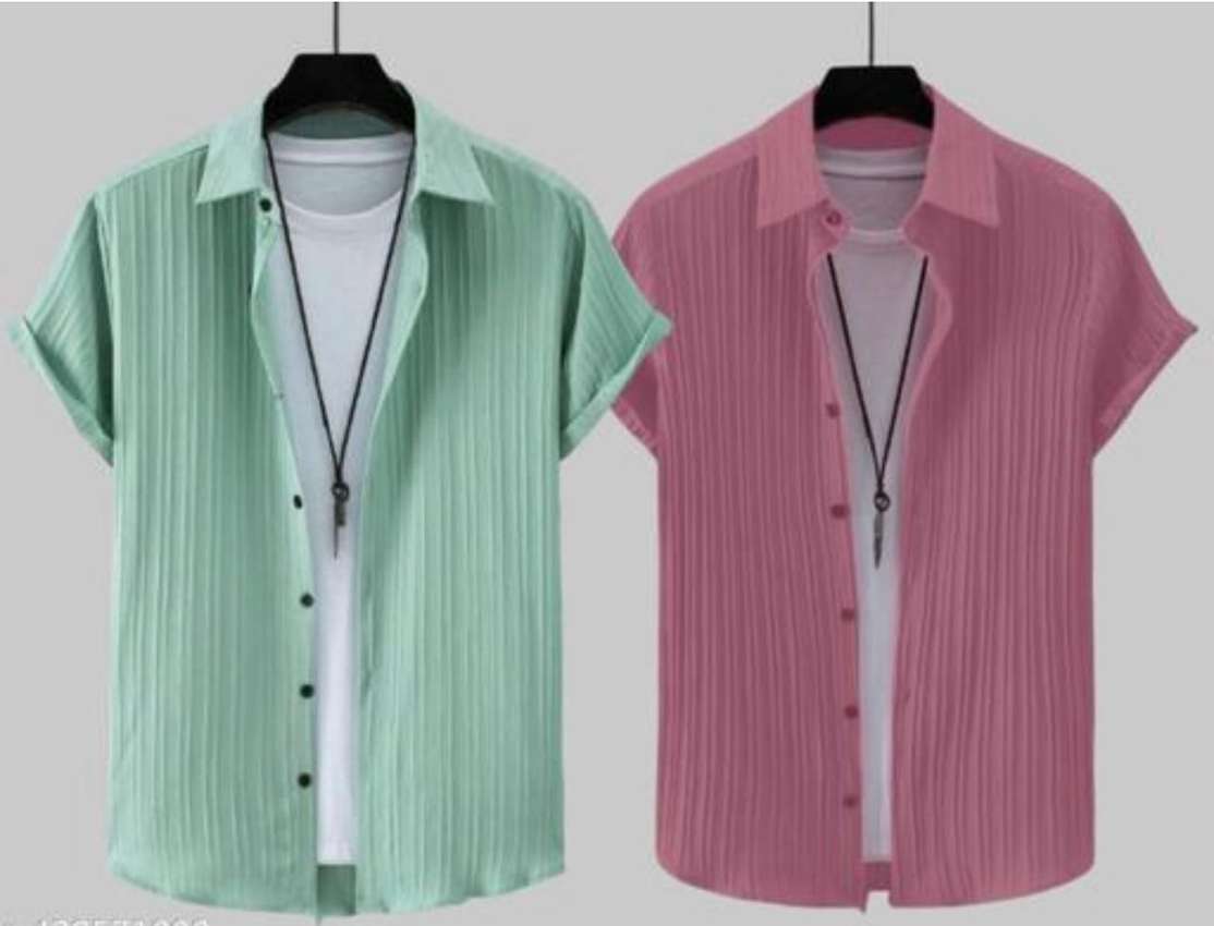 Vrlooks Men Self‑Design Casual Dark Green Pink Shirt – 67% OFF, Lowest Price in India