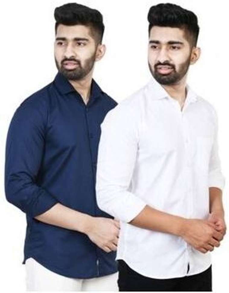 Gloren Men Solid Casual Blue‑White Shirt – 84% OFF, Only ₹199 – Review & Price Drop