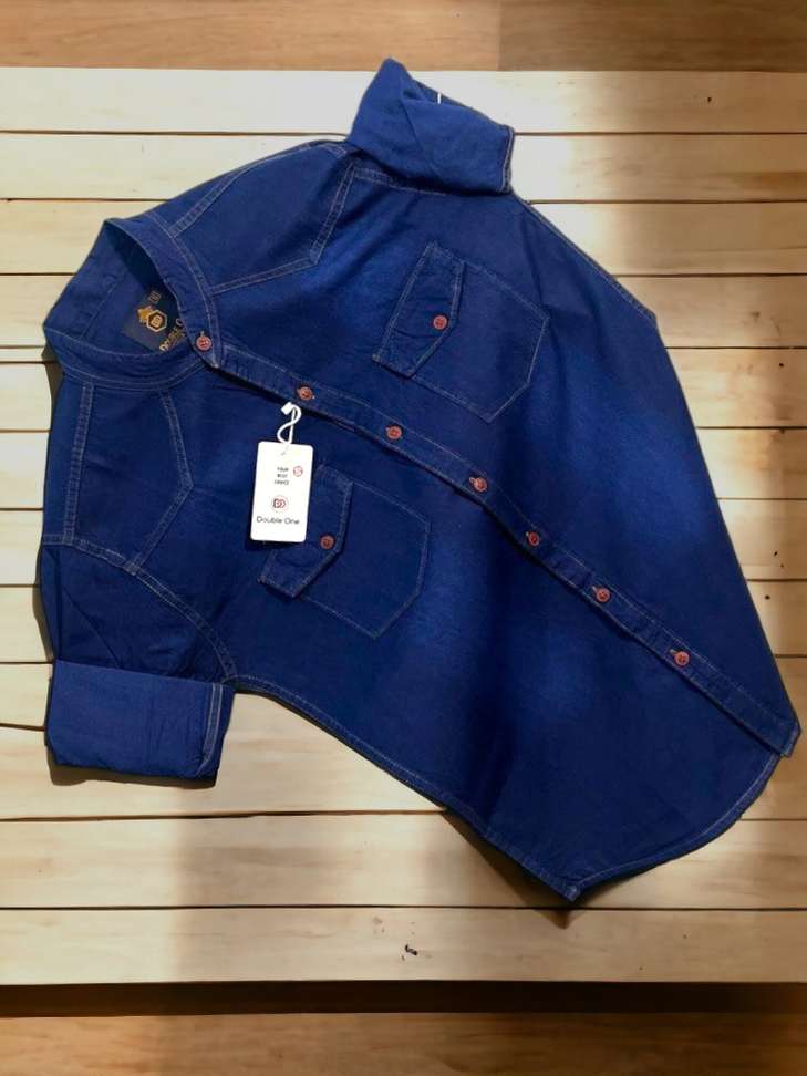 Double One Men Solid Casual Dark Blue Shirt