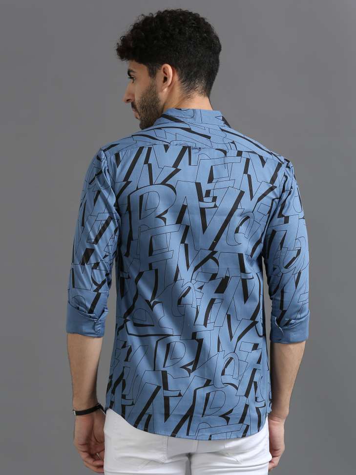 Shopsy PRINTOUT Men Printed Casual Blue Shirt - Image 5