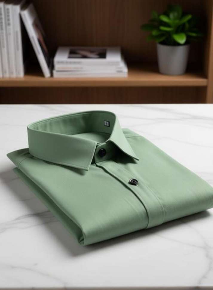 Shopsy Liza Martin Men Solid Light Green Shirt - Image 2
