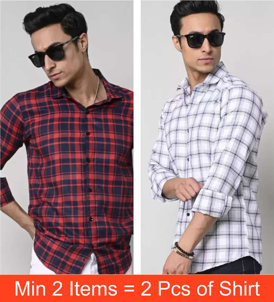 Shopsy Mark Leurent Men Checkered Casual White Shirt - Image 2
