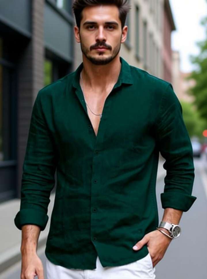 Boninos Men Solid Casual Dark Green Shirt – 73% OFF, Only ₹261