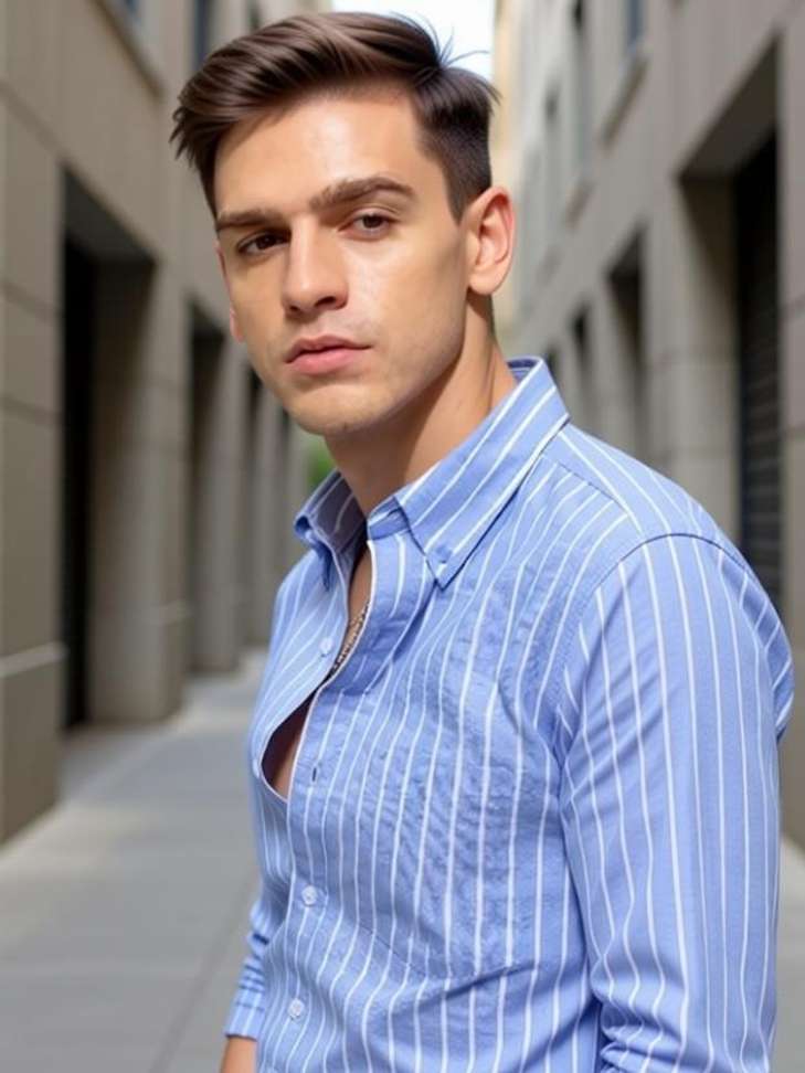 Shopsy VIHANI Men Striped Casual Light Blue Shirt - Image 2