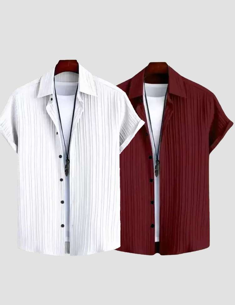 Tigersnake Men Striped Casual White Maroon Shirt – 83% OFF, Only ₹164