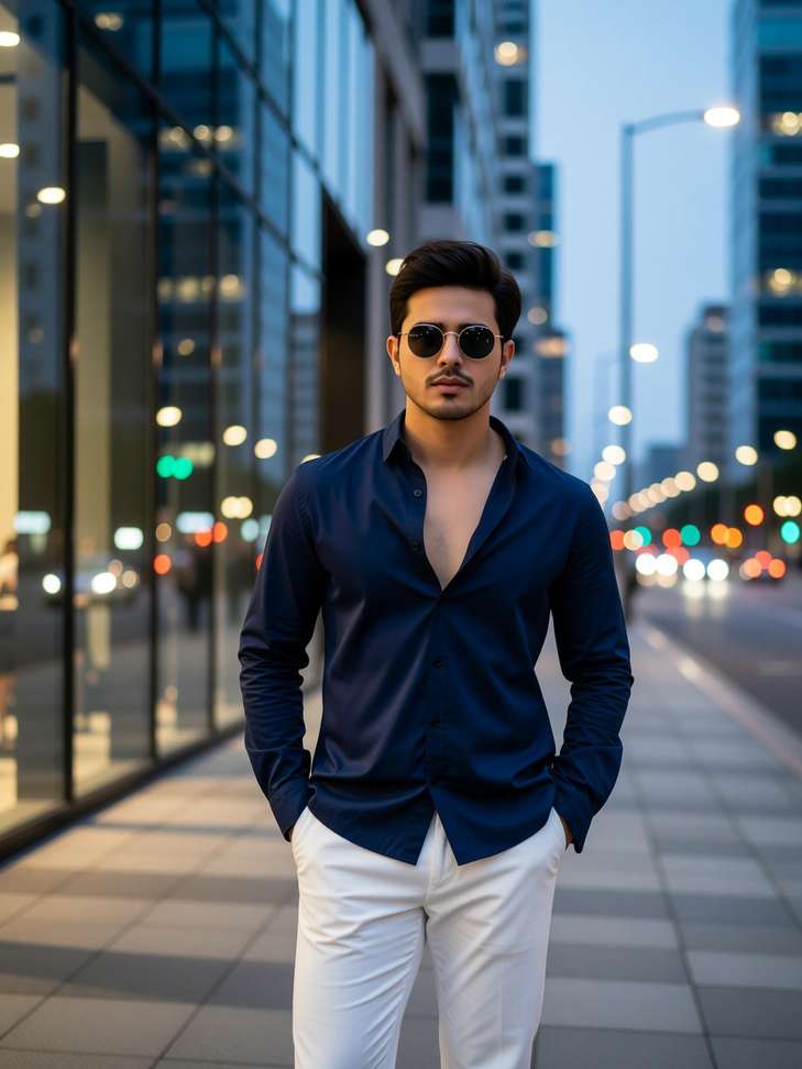 Boninos Men Solid Casual Blue Shirt