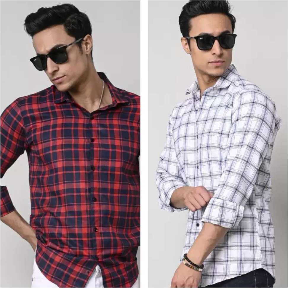 Shopsy Mark Leurent Men Checkered Casual White Shirt - Image 3