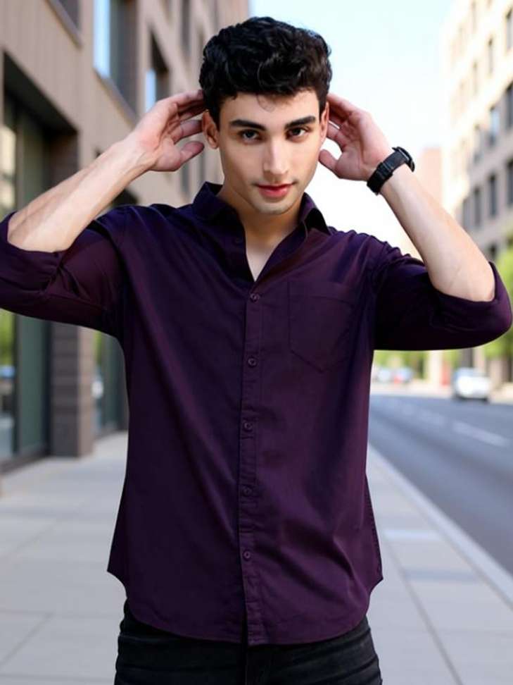 Boninos Men Solid Casual Purple Shirt – 71% Off, Best Price in India