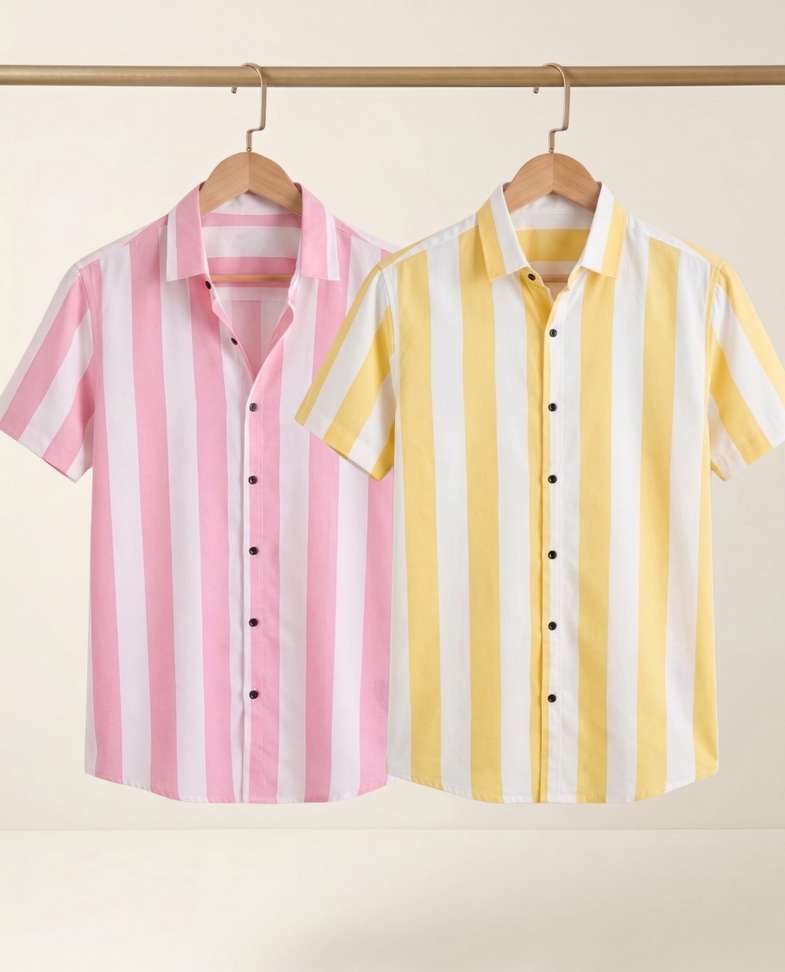 Tigersnake Men Striped Casual Multicolor Shirt