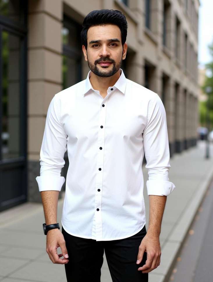 Lrk Fashion Men Solid Casual White Shirt