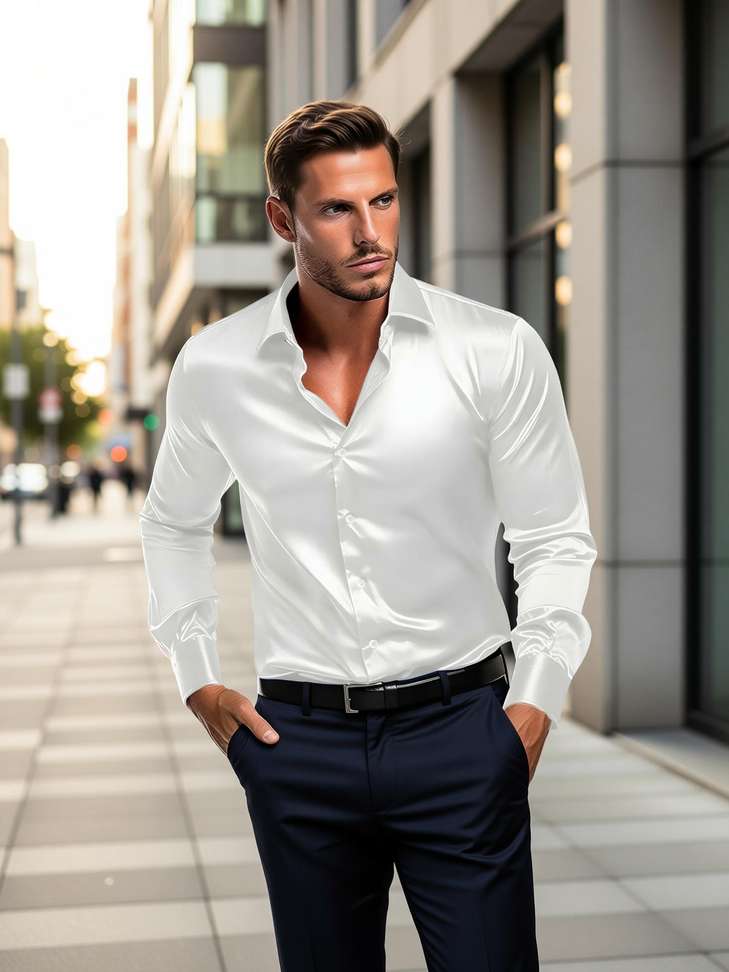 House Common Men Solid Party White Shirt