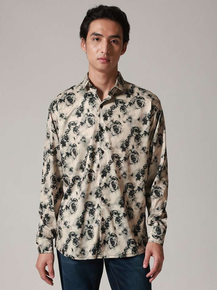 Colorwings Men Floral Print Party Grey Shirt – 73% OFF, Only ₹398 at Shopsy