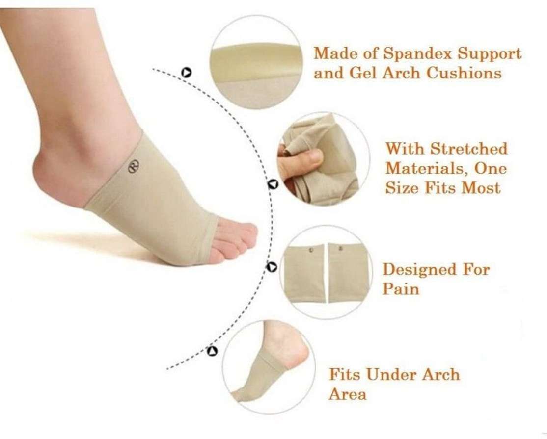 2HC ZONE Flat Arch Support Socks Sleeves Pad - For Foot Pain Relief/For ...